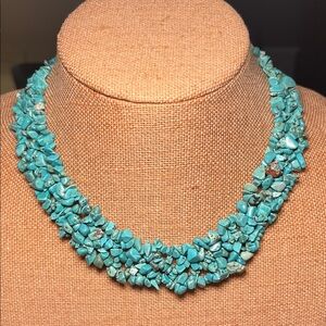 Turquoise Chip Bib Collar Necklace